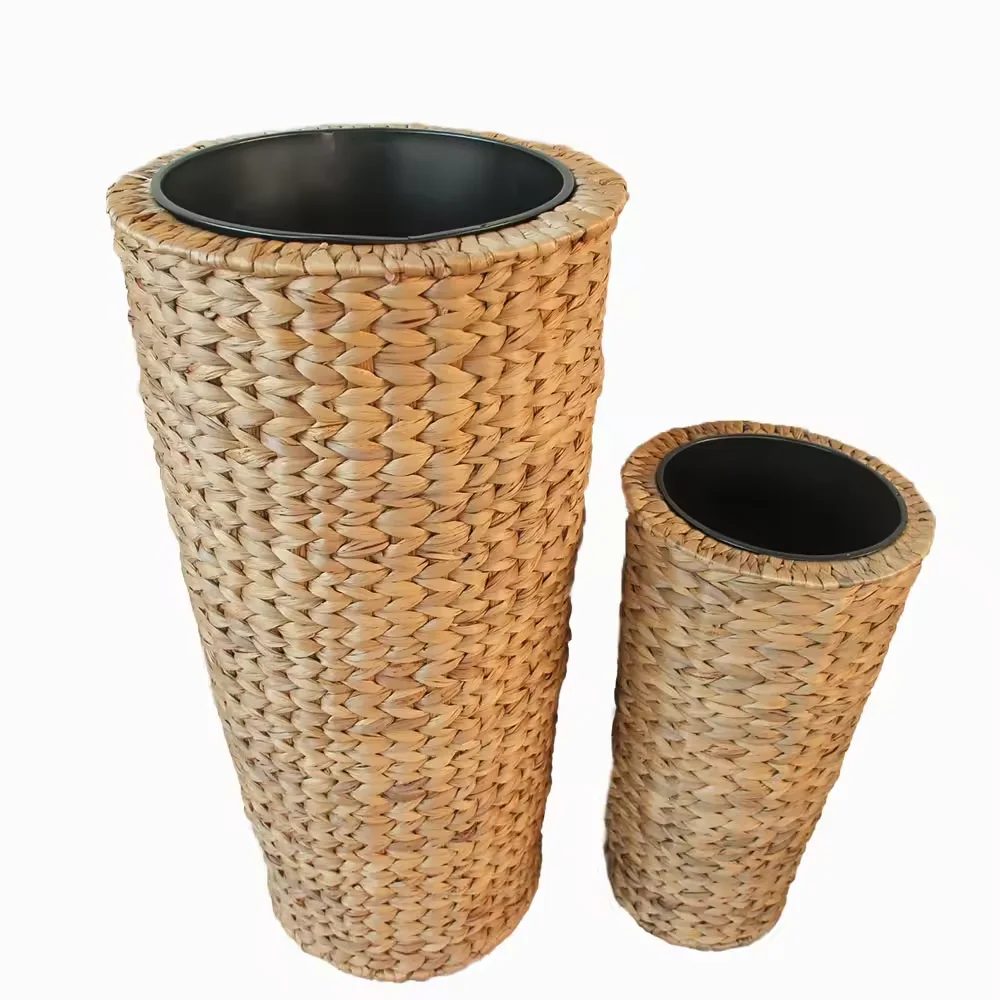 Rattan wicker patio garden planter / Floor-to-ceiling plant pot decoration