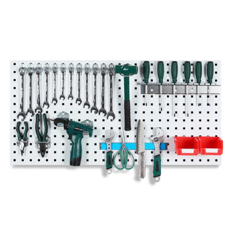 Heavy Duty Peg Board Panels Black Pegboard Display Wall Organizer Steel Tool Storage Frame Large Metal Pegboard For Walls Home