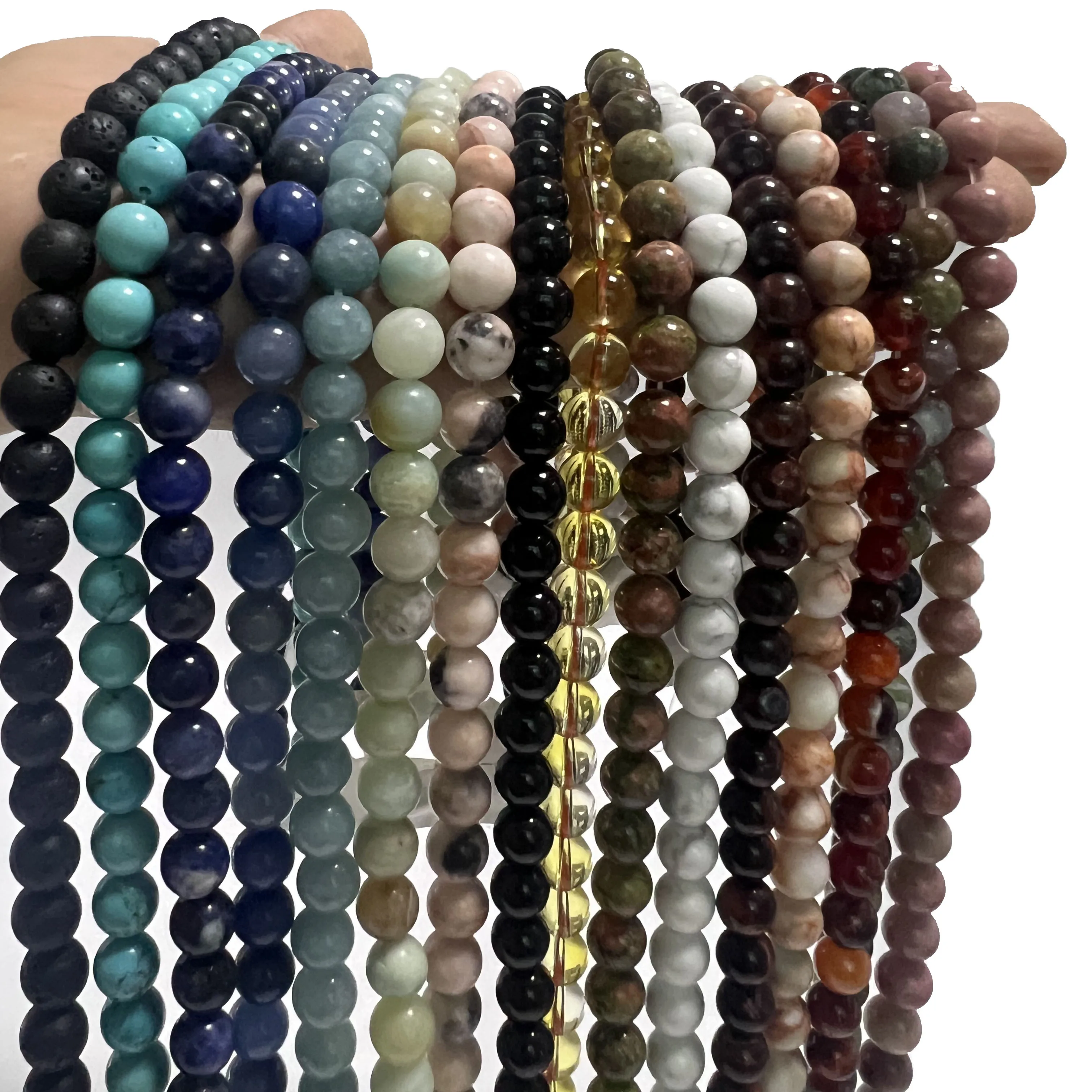 Custom 4/6/8/10/12 mm Natural Stone Tiger eye Rose Quartz Amethyst Round loose Beads for Jewelry Making DIY Bracelet Necklace