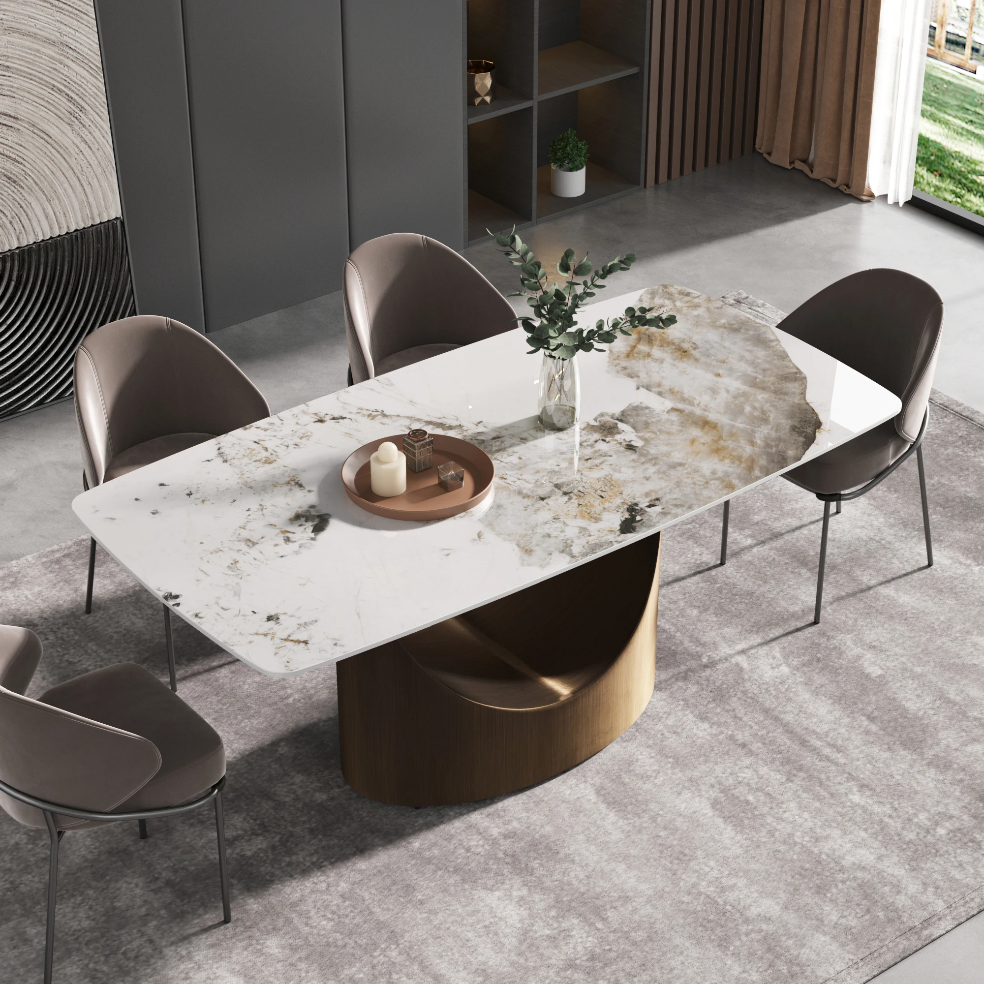 Мраморный обеденный стол ATUNUS, набор искусственных обеденных столов, современная мебель, роскошный обеденный стол из спеченного камня и стулья