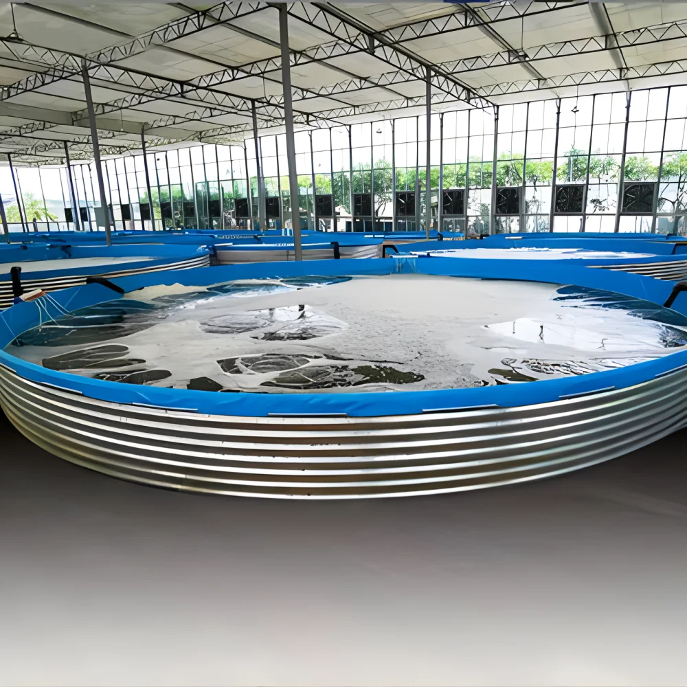 Factory Agricultural Aquaculture RAS Equipment Fish Pond Pvc Canvas Round Corrugated Fish Pond Shrimp Pond