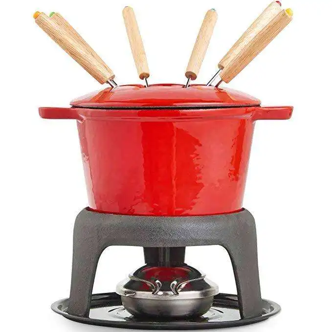 Pot Customized Cast Iron Fondue Pot Cheese Chocolate Fondue Pot Sets