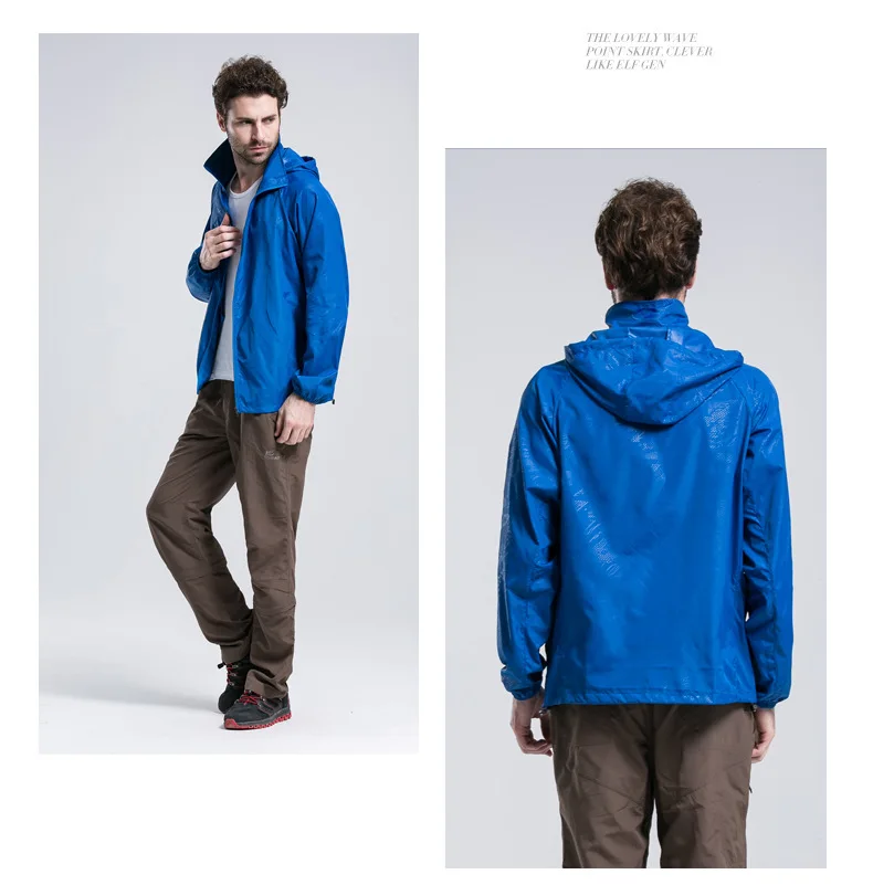 Мужские легкие кроссовки пеший Туризм Куртка-дождевик из водонепроницаемого материала с капюшоном ветровка пуловер пальто балахон складывающаяся 15 цветов на выбор