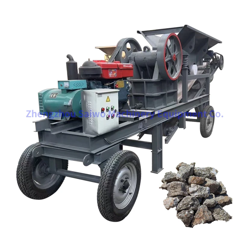 Factory Price Jaw Crusher Mobile Stone Crusher Multifunctional Diesel Engine River Pebble Rock Grinding Machine