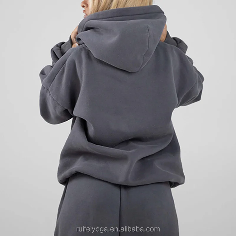 Bulk Unisex Fleece Sportswear Tracksuit Custom Logo High Quality Plain Heavyweight Oversized French Terry Cotton Blend Hoodie