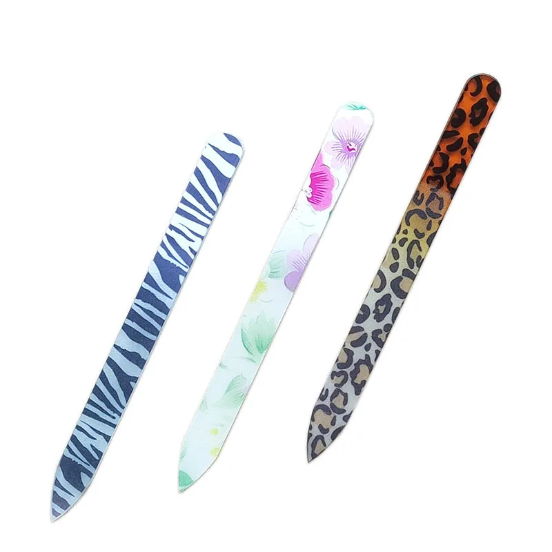 High Quality Glass Nail File with Case Double Sided Etched Glass Filer Glass Nail File Custom Nail Tool