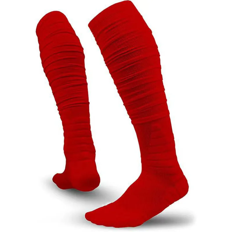 100% Cotton Knitted Printed Embroidered Logo American Football Long Leg Sleeves Scrunch Soccer Football Socks