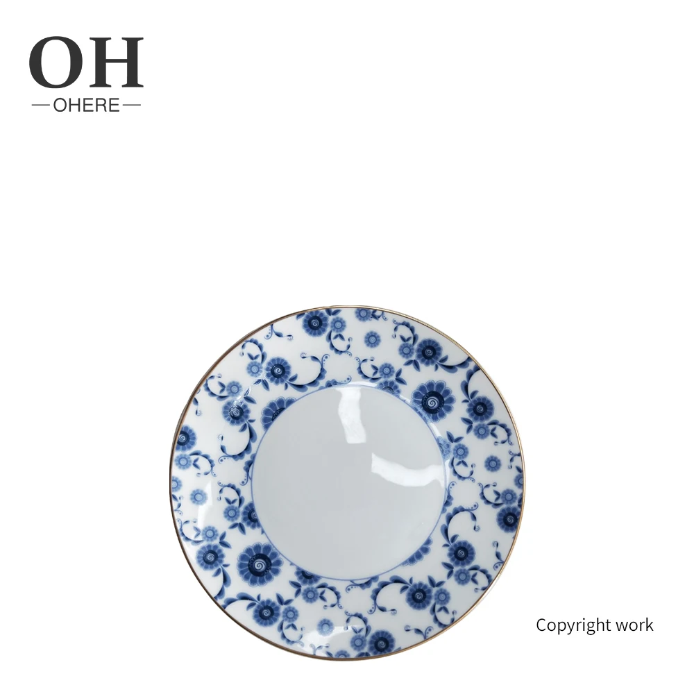 European plates sets wholesale wedding porcelain dish tableware set blue bone china porcelain dinnerware