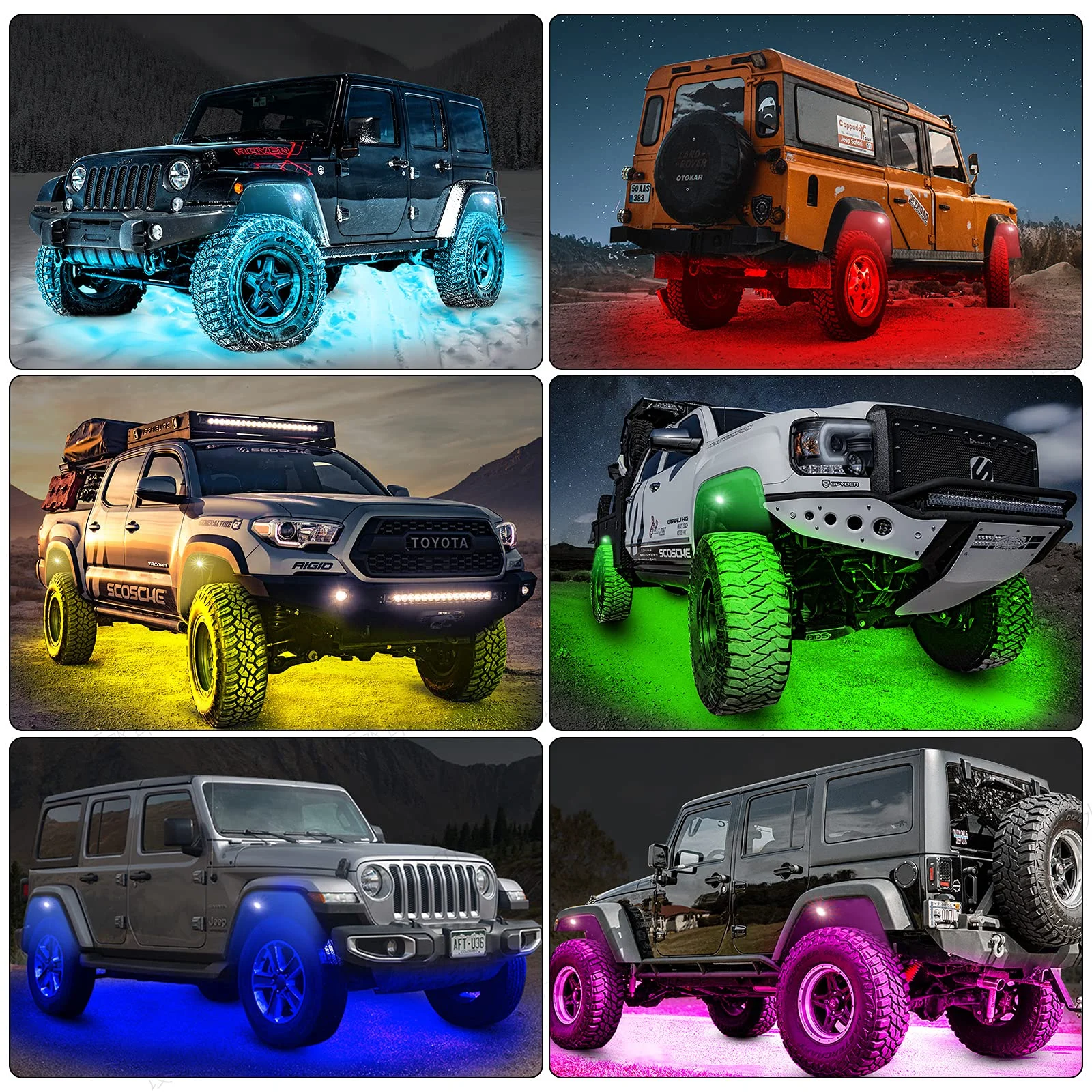 Wireless Remote Control Rgb Car Ambient Lighting white Underglow Coches Luces Led Off-Road Rock Lights