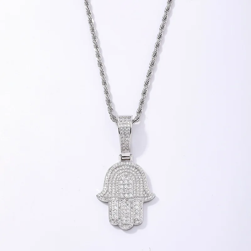 Set jewelry for women 18k gold plated hamsa hand pendant s925 vvs moissanite tennis chain hip hop jewelry