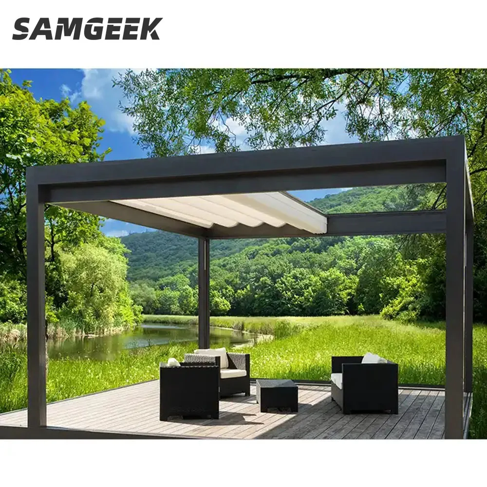 Retractable Roof Aluminum Hanging Pergola Sun Shades Retractable Pergola Commercial
