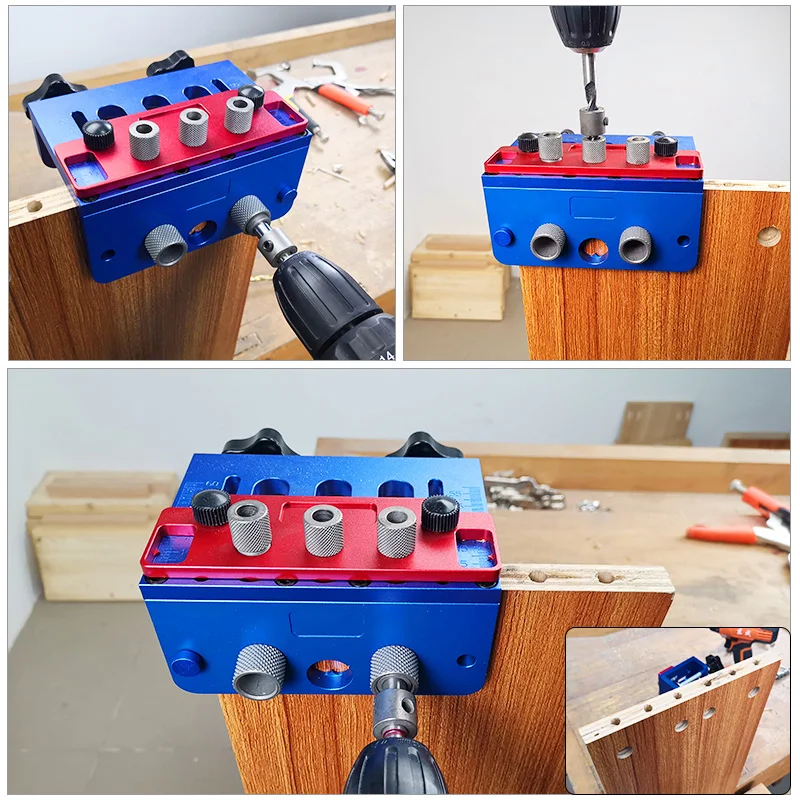 3 In 1 Dowelling Jig Joinery System Kit Woodworking Drilling Locator Hole Puncher Set Metric Dowel Fixture Wood Splicing Tools