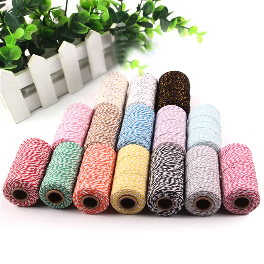 Wholesale 2mm double color cotton twist rope 100mtrs per roll