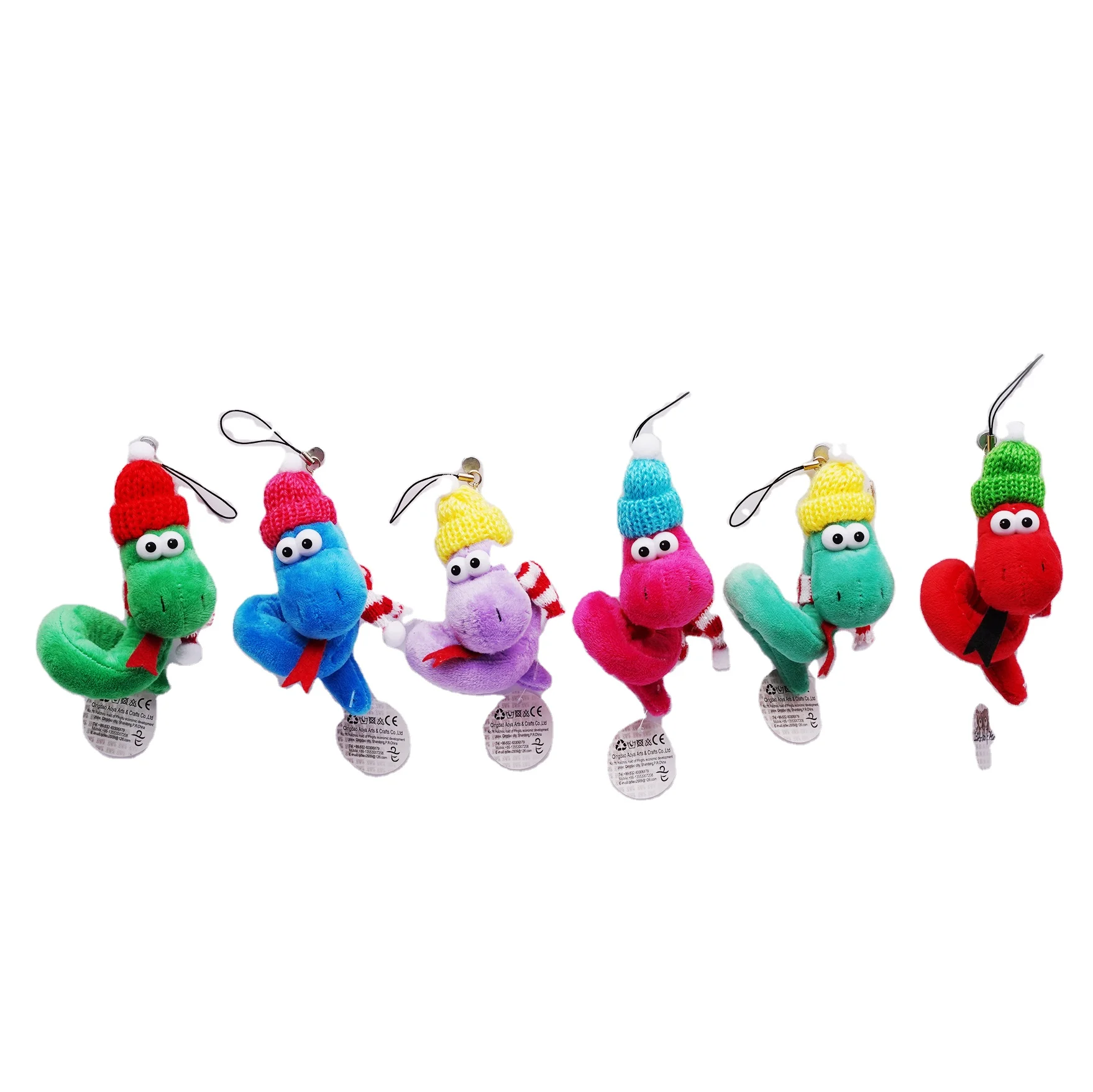 Factory Wholesale Plush Snake chain toy 2025 New Year Decoration Kawaii  colorful Snake Plush keychain Toys for baby toys