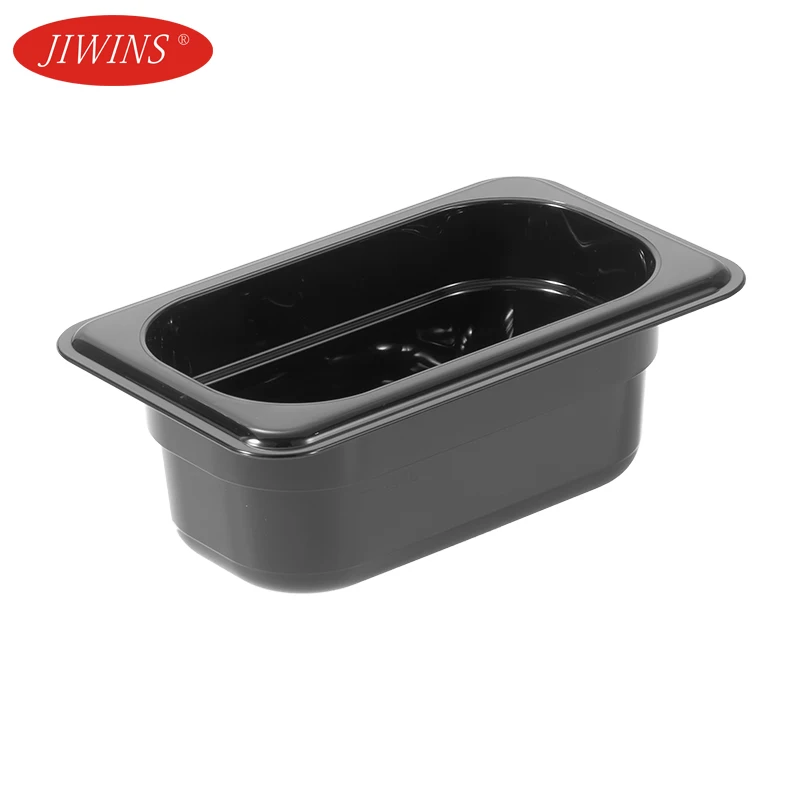 Jiwins Best Selling Commercial Catering Equipment Tray Black Clear Plastic PC Dinner Plate Food Storage Container