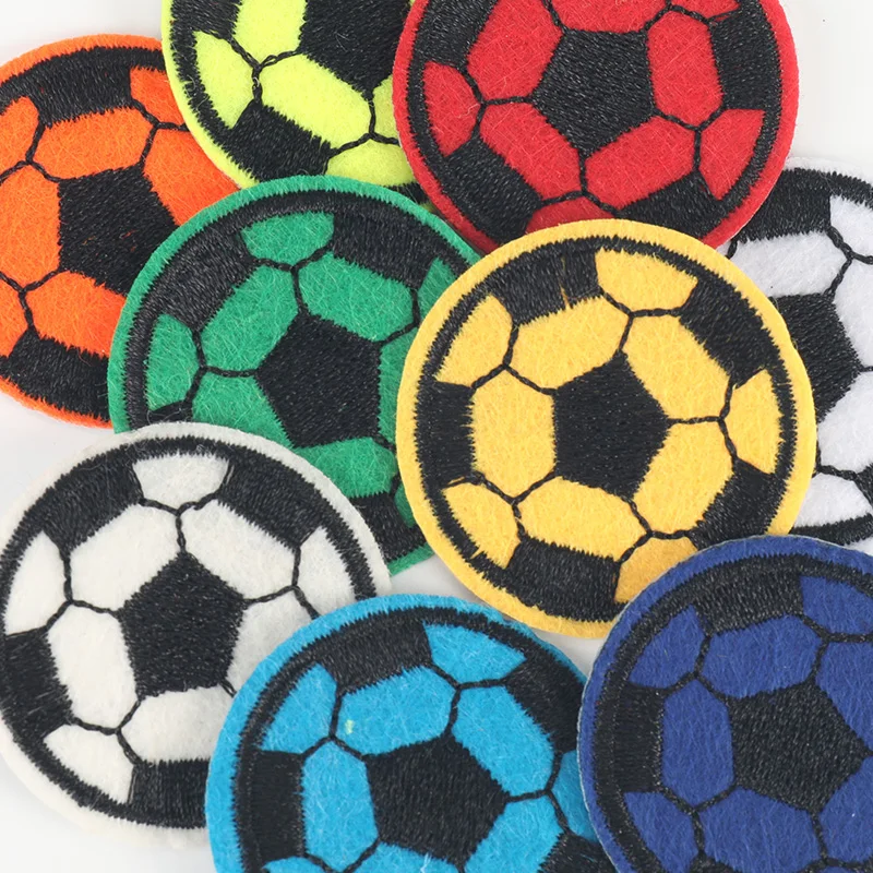 Hot Sale Football Embroidery Iron On Round Sports Team Patches For Jersey Hat