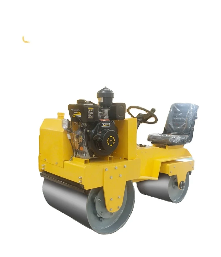 850kg Construction equipment diesel small double drum road roller vibratory soil compactor roller price