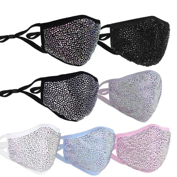 2020 Stylish fashion Bling crystal facemask Sexy Mysterious face cover Colorful Sequin Breathing Party Popular