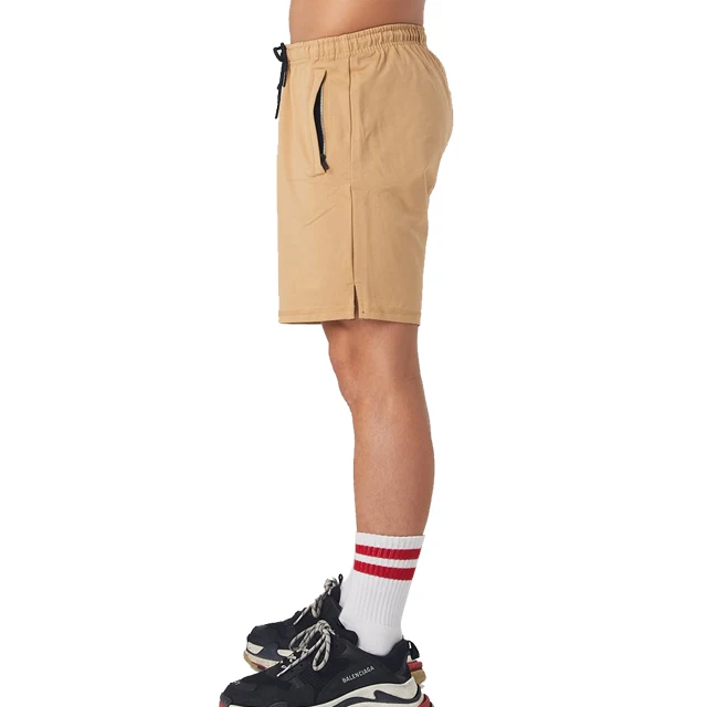 Mens drawstring running sports training summer gym track shorts with zipper men fitness