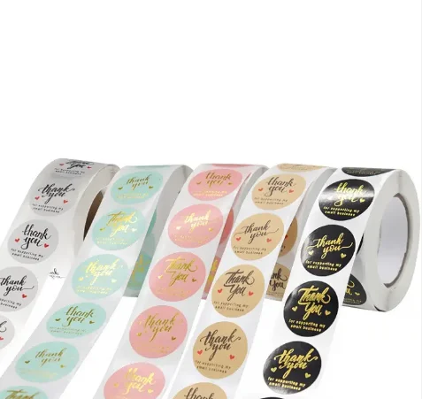 Label maker custom logo waterproof sticker paper printing transparent roll gold foil sticker label