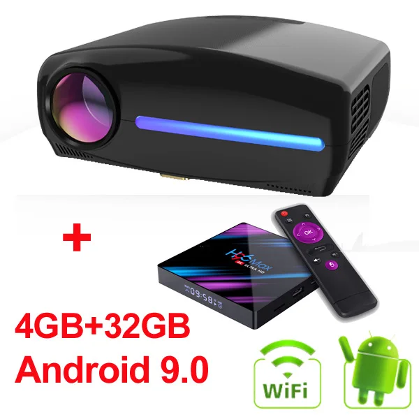 Портативный проектор WZATCO C2 4 + 32 ГБ 1920*1080P Full HD светодиодный 4D цифровой Keystone 6500 люмен домашний
