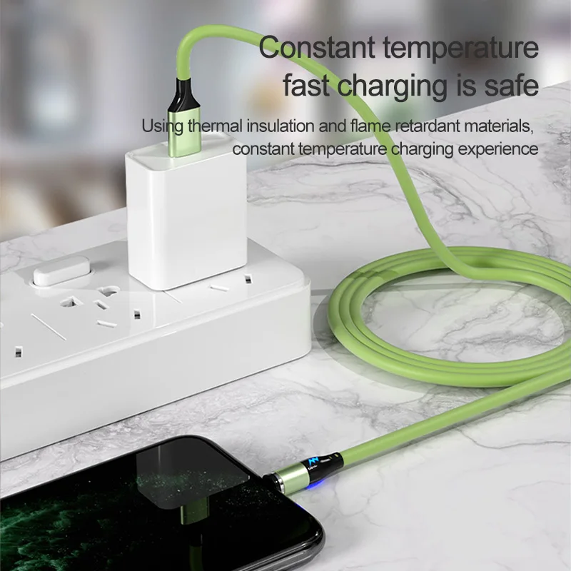 540 degree Magnetic 3in1 fast charging cable rotate magnetism data line magnet 5A fast charging data cable