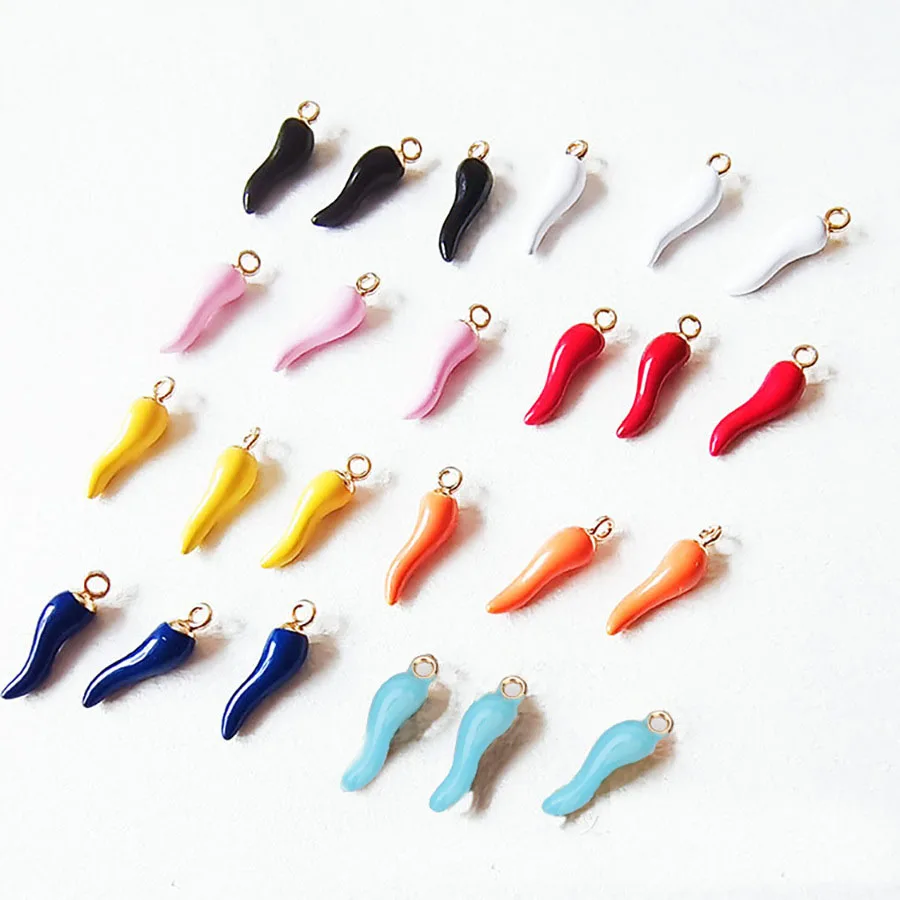 3D DIY Gold Plated Zinc Alloy Jewelry Making Accessories Enamel Enameled Vegetable Hot Pepper Chili Charm Pendant