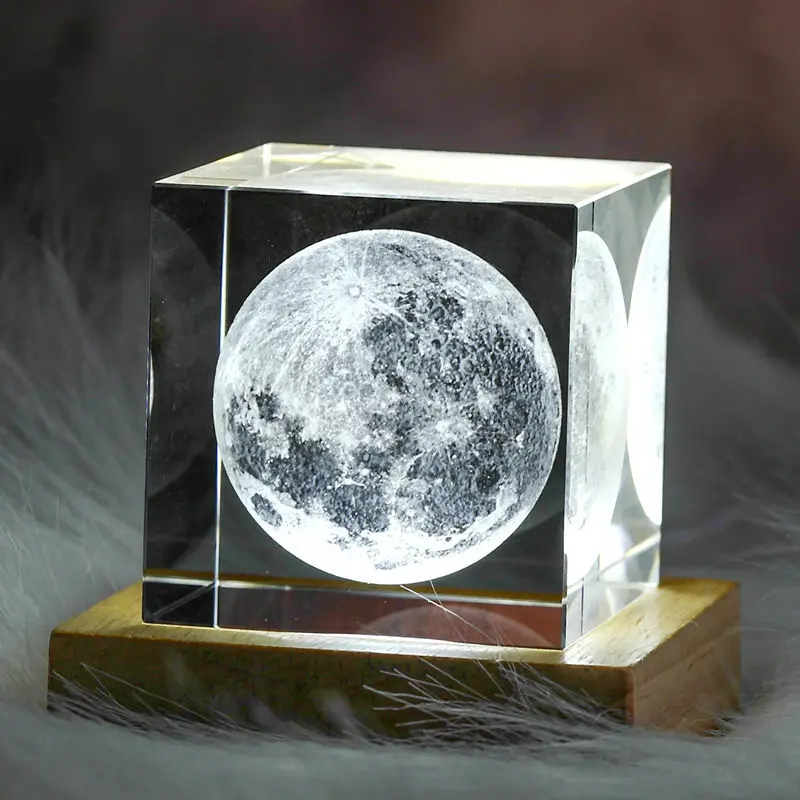 Кристаллический куб K9 3D Moon Solar Galaxy System Model Paperweight лазерная гравировка стеклянный рекламный подарок