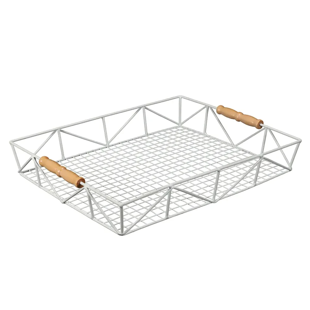 Office Back to School Desktop Organizer Metal wire and wood handle A4 File Document Letter Paper Tray