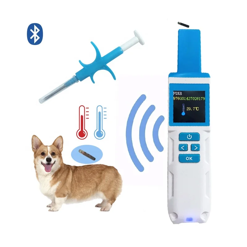Portable Animal Microchip Scanner Themo Chip Reader Pets Dog Cat FDX-B ICAR Reads 15 10 Digits USB Customizable Logo