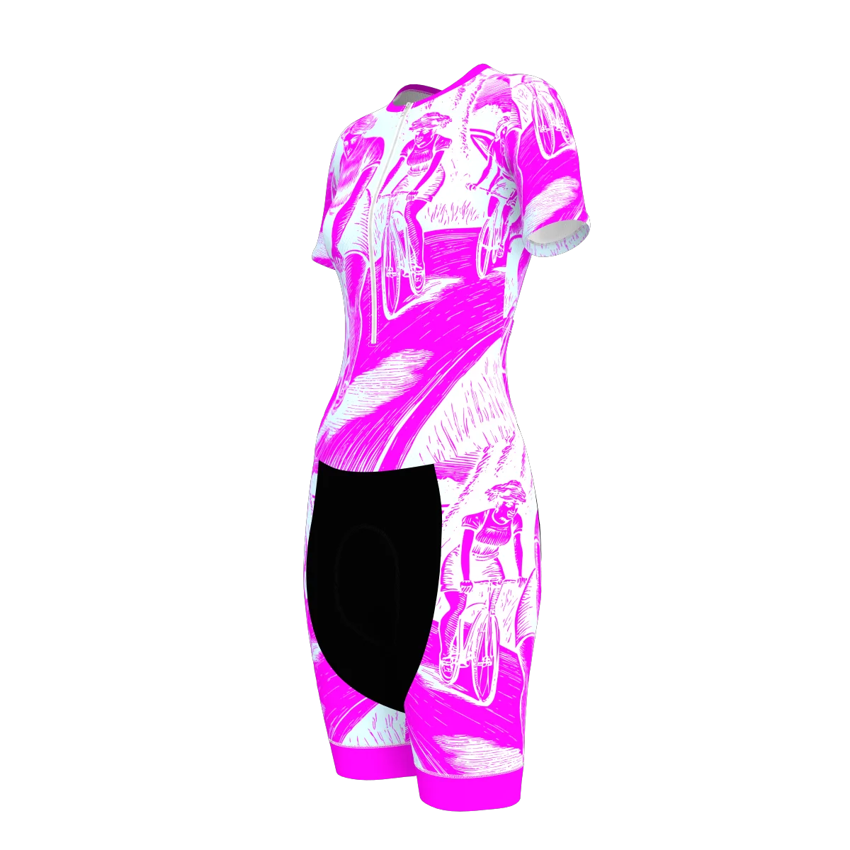 HIRBGOD Women Speed Tri Suit With Short Sleeve Speed Bicycle Set Aero fit suitable for Race Best 3D Pad Female Cycling One piece