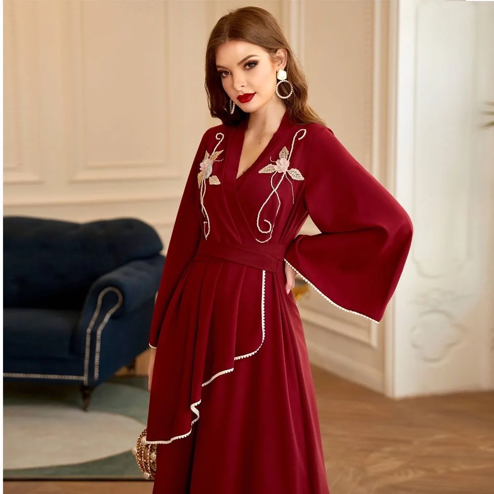Women Luxury Middle East Embroidered long sleeves dress Woman Muslim women elegant abaya