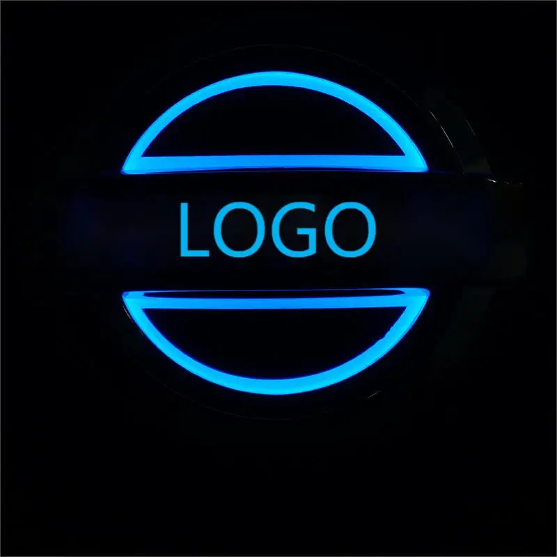 Factory sale 82MM 4D Red Blue White Car Front and Rear Tail Logo LED Emblem Light Cold Light-emitting Badge Logo Light