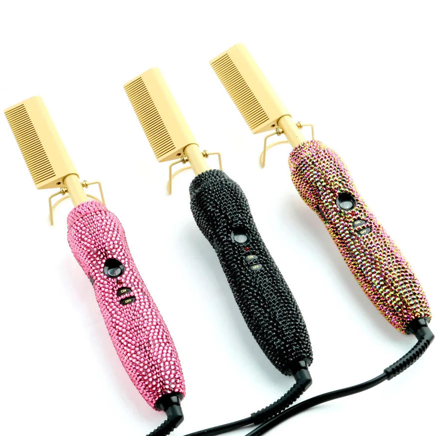 Wholesale Small Temple Comb High Heat Straightener Electric Hot Comb For African American Hair Wigs