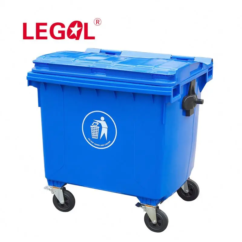 1100 liter 4 wheel HDPE rubbish bin wheeled plastic outdoor waste container trash cans for commercialarea