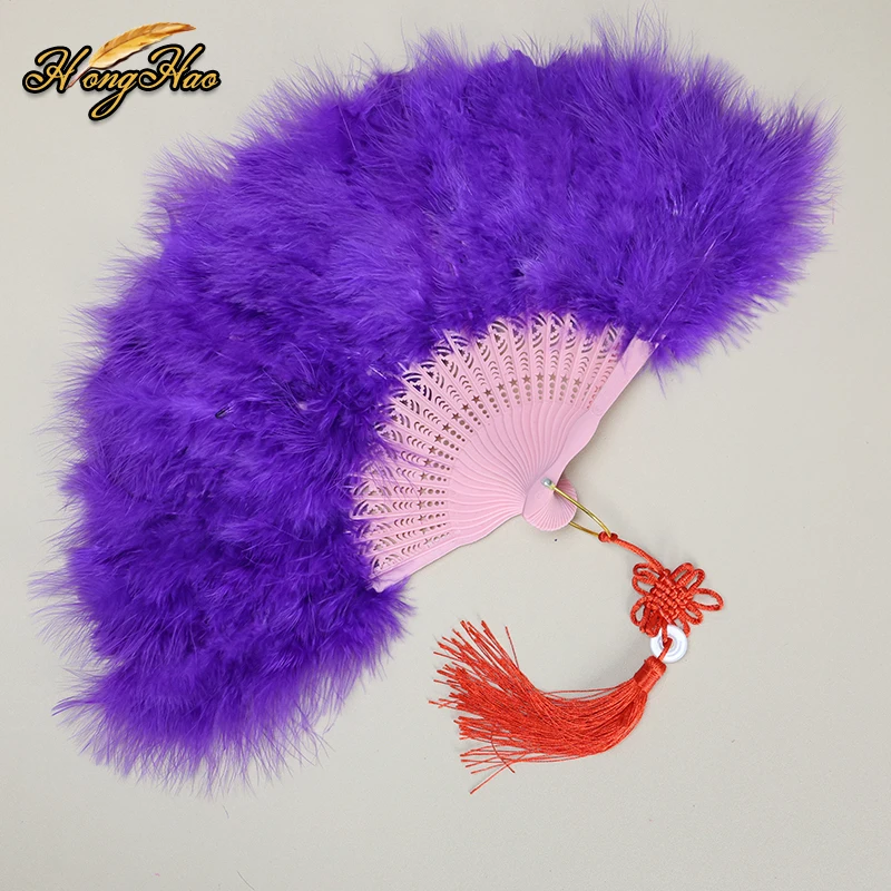 Fashion Yellow Turkey Feather Fan for Women Costume Show Party Holiday Supply Dance Bridal Wedding Decor Photoshoot Accessory