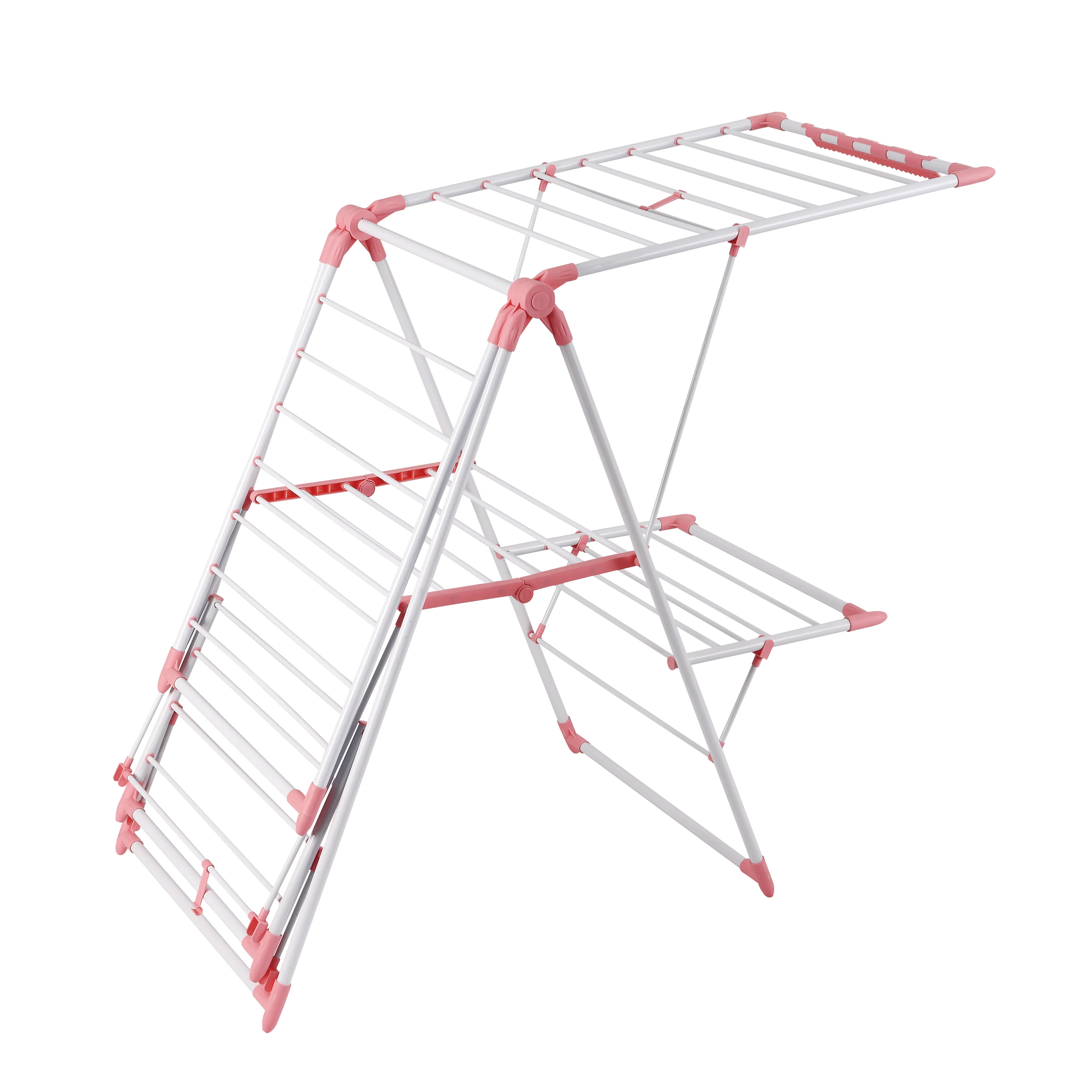 High Level Stainless Steel 2 Tiers  Wing Shape Free Standing Laundry Drying Rack Multifunctional folding Clothes Dryer Clothes H