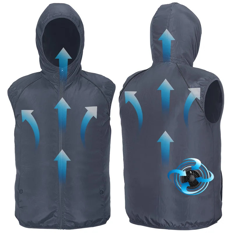 OEM Serve Waterproof Summer USB Fan Jacket Reflective Sunscreen Hooded Fans Cooling Vest TC11105