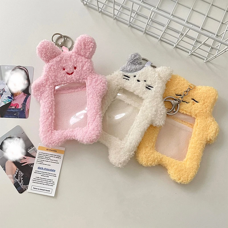 Custom cute cartoon stuffed animal plush toy key chain Korean idol star kpop doll transparent card set bag pendant