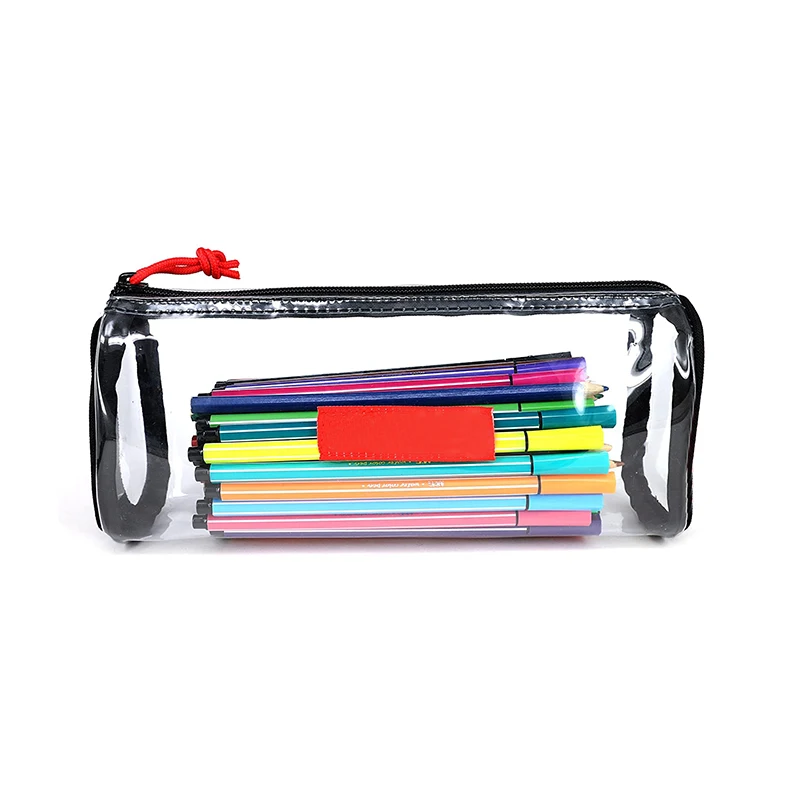 Waterproof Simple Travel Cosmetics Make Up Pen Ziplock Pvc Clear Transparent Pencil Pouch Bag With Ziper