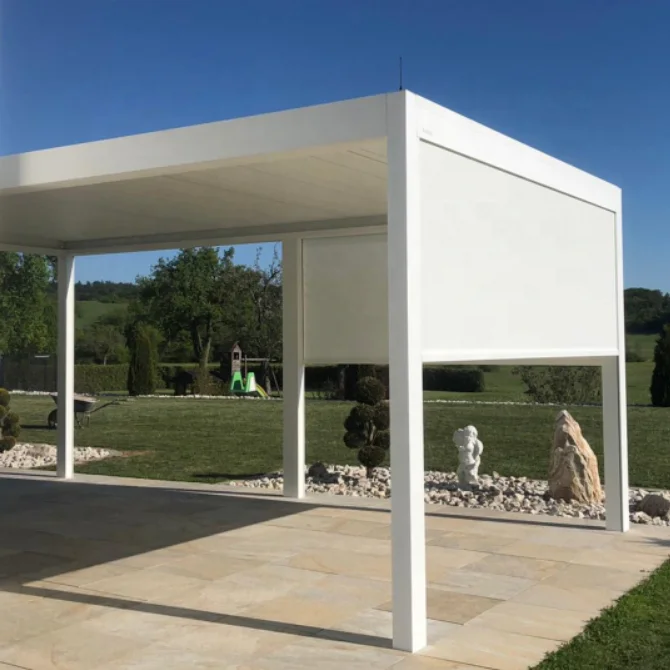 Wind Resistance Louvered Pergola Gazebo Louvers With Fully Electronic Controlled Garden Buildings Patio Cover Pergola