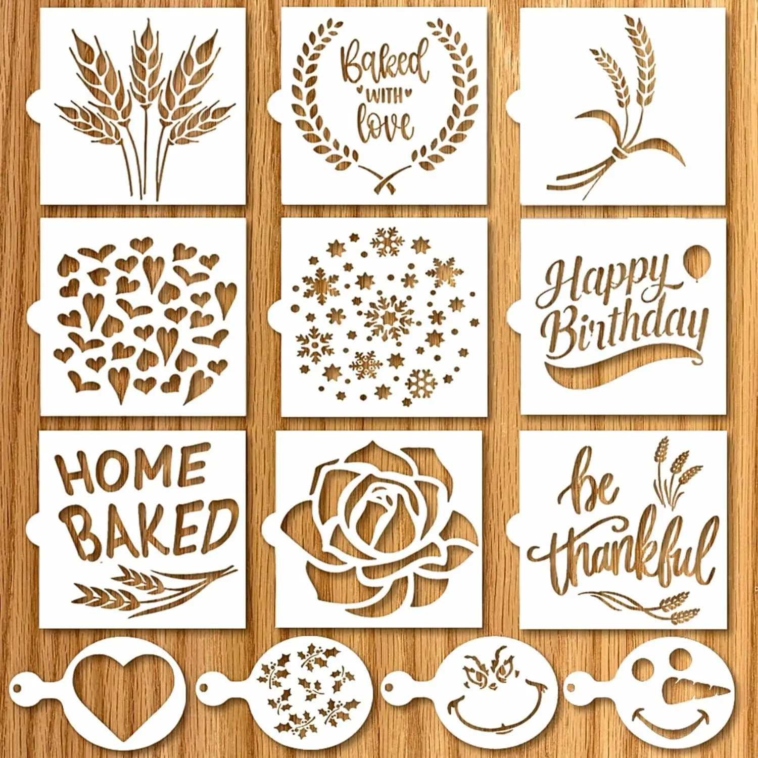 13pack Artisan Bread Stencils | Bread, Cake, Pie, or Cookie Stencils for Decorating Your Own Unique Design Baking Stencil Set