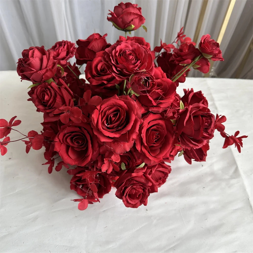 IFG Table Small Arrangement Silk Red Rose Artificial Flower Balls Wedding Centerpieces