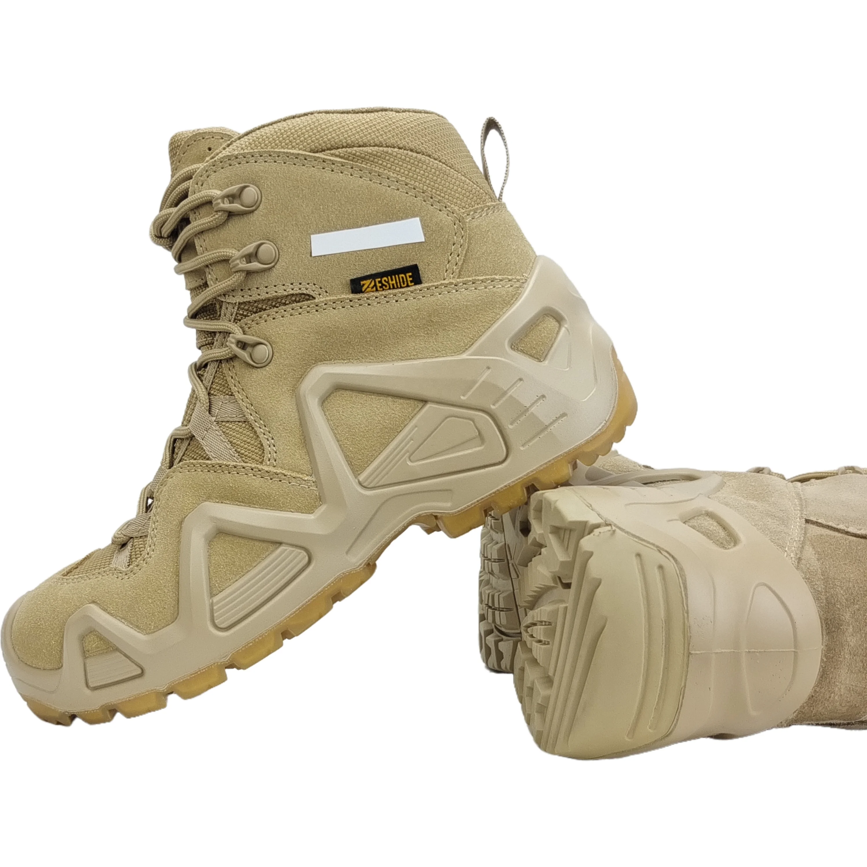 Wholesale custom outdoor khaki waterproof mid-top waterproof hiking boots