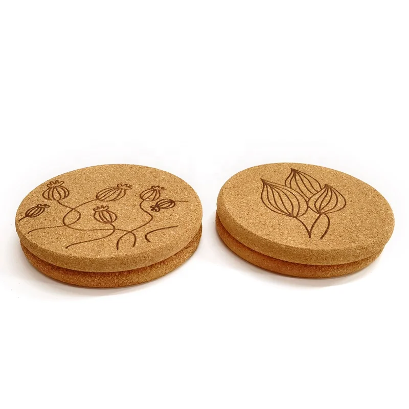 Composition cork home coaster dia. 10mm customized printed logo round cork coaster Cheap Custom Cork Wooden Coasters