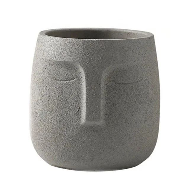 Face Cement planter grey Concrete pot succulent planter Geometric house gifts items