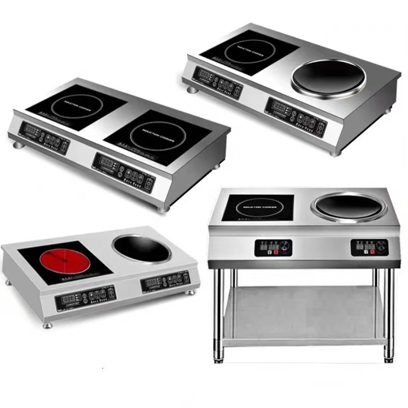 Оптовая продажа высококачественная двойная горелка 7000 Вт коммерческая индукционная плита с плоской/вогнутой поверхностью для ресторанного отеля