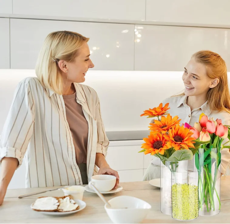 custom made different size transparent cylinder table decoration modern clear tall wedding centerpiece glass plant flower vase