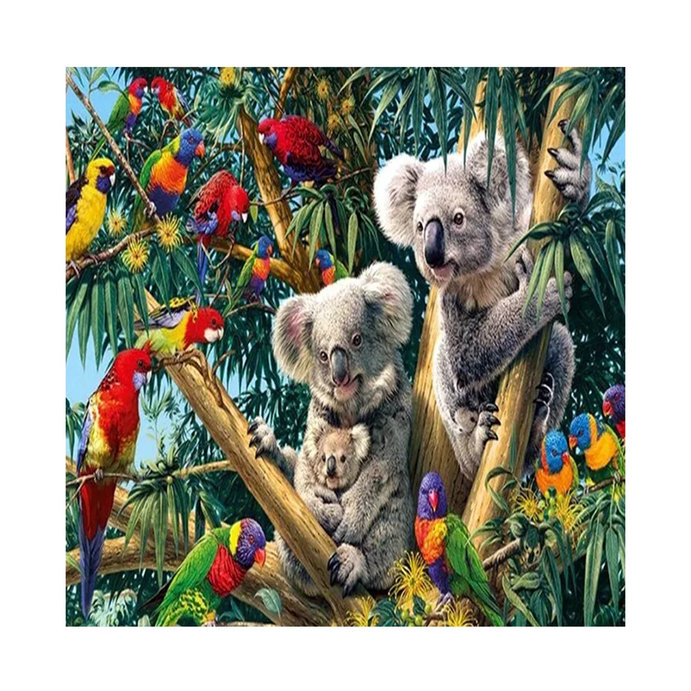 5d Diamond Painting Kit Koala Family And Birds On The Tree Diamond mosaic Embroidery Wall Art Decor canvas paintings for sale
