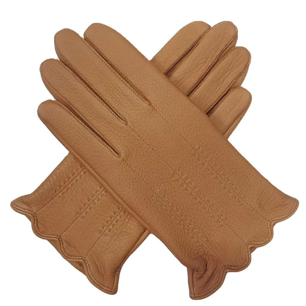 Nice New Fashion High Quality Lady Style No Lining Elastic on Palm  Full Finger Real Deerskin Original From USA  Leather Gloves
